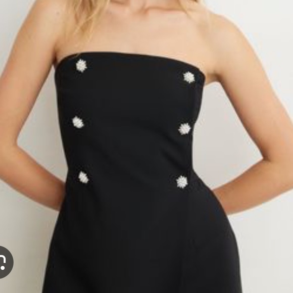 Dynamite tube romper with jewel buttons in jet black - Picture 8 of 9